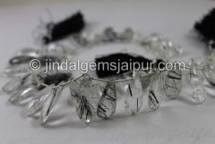 Black Rutile Faceted Elongated Pear Beads